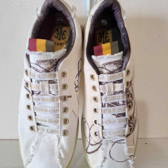 L.A.M.B Gwen Stefani Royal Elastic Distressed White Sneakers US Size 6 EUC - Picture 6 of 7